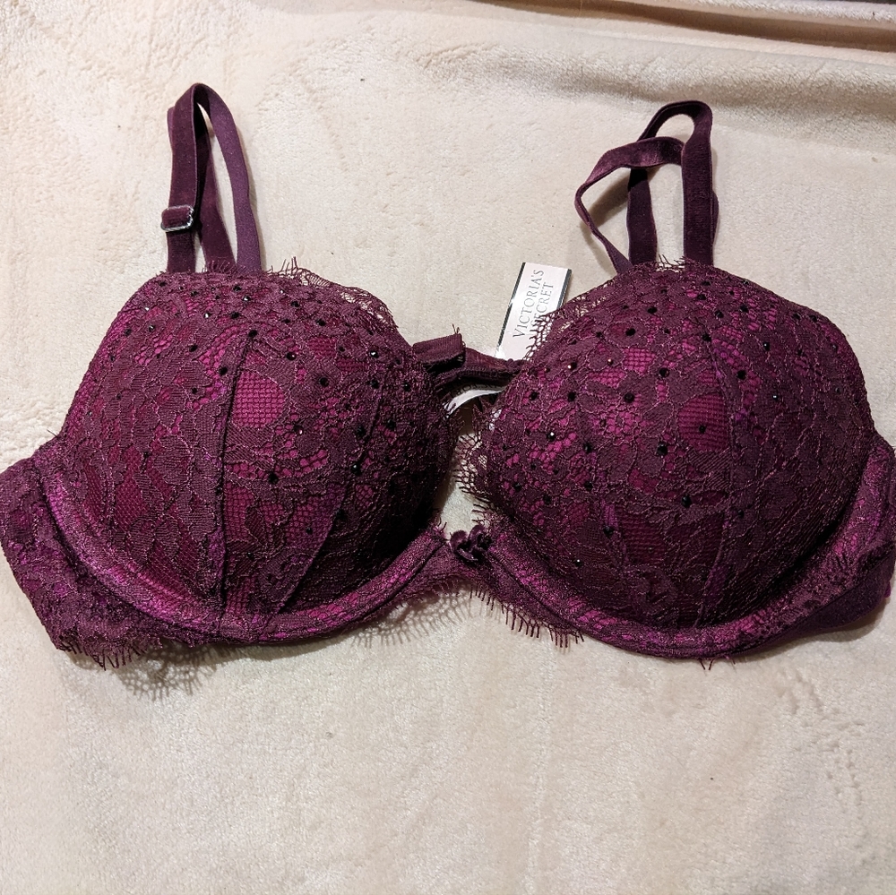 VS embellished, lace push-up bra - 34A - magenta
